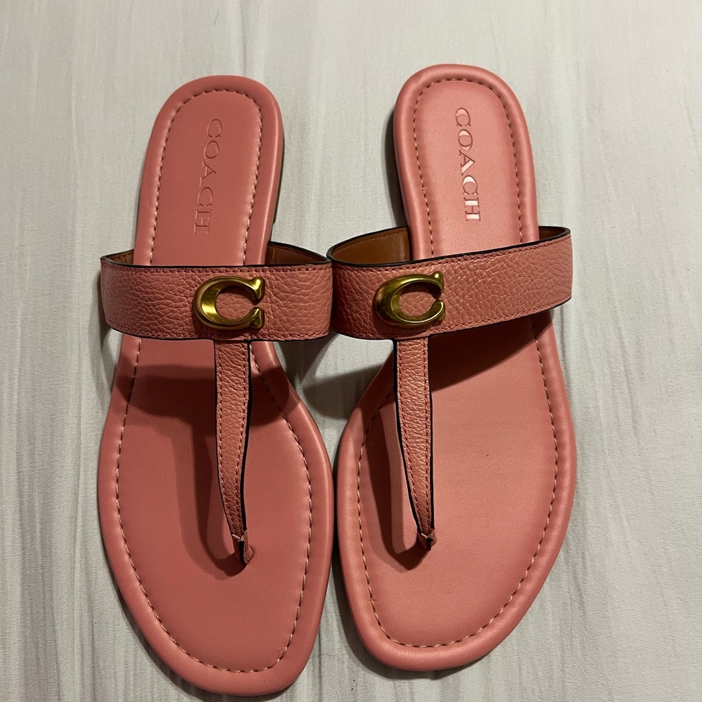Coach Pink Sandals with Gold Detail